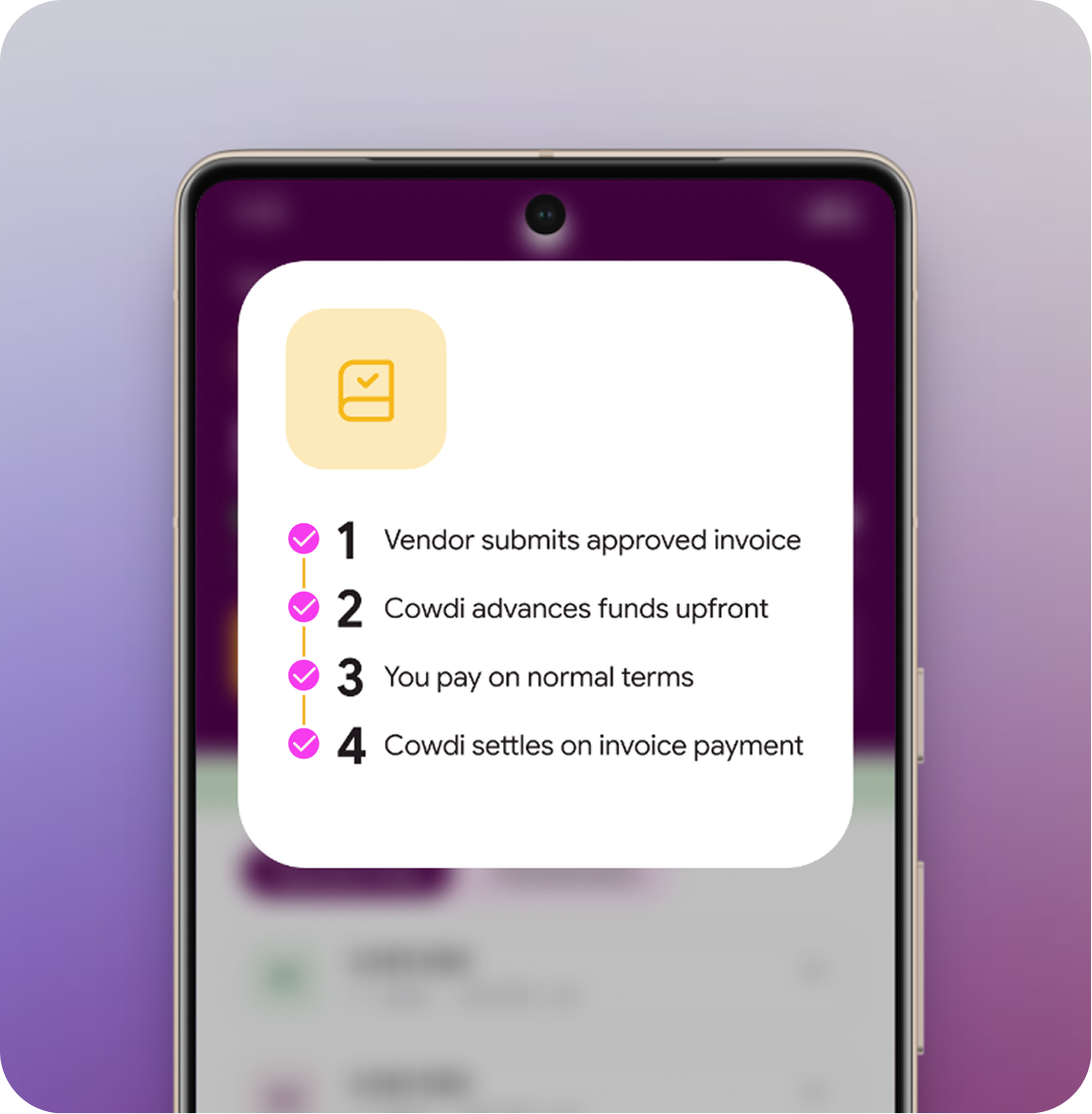 Invoice discounting flow on Cowdi app